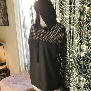 Chic Black Mesh Hoodie